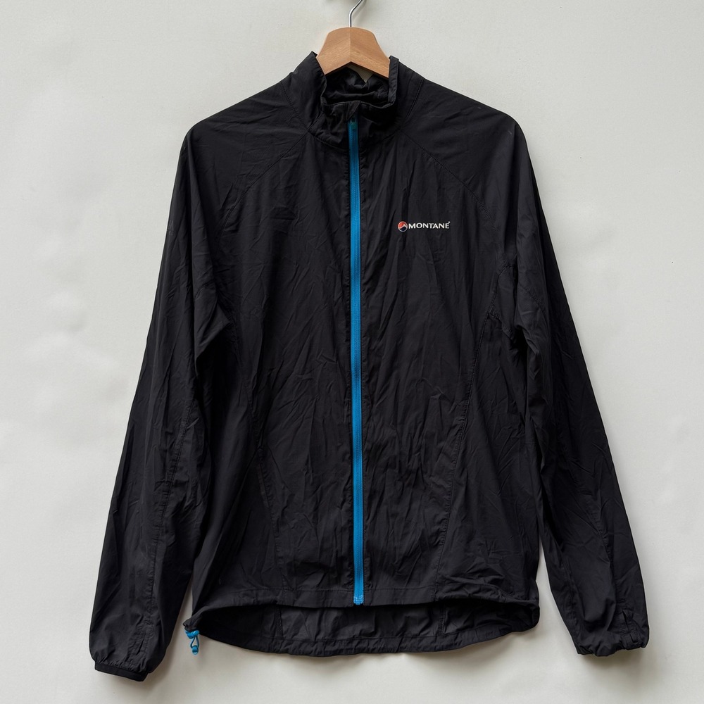 Montane‎ VIA Jacket Mens Small Black Blue Zip Trail Running Athletic Windbreaker